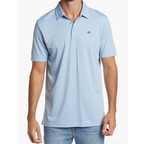 Travis Mathew Excursion Knit Polo Heather Blue Sz XL - Picture 1 of 10